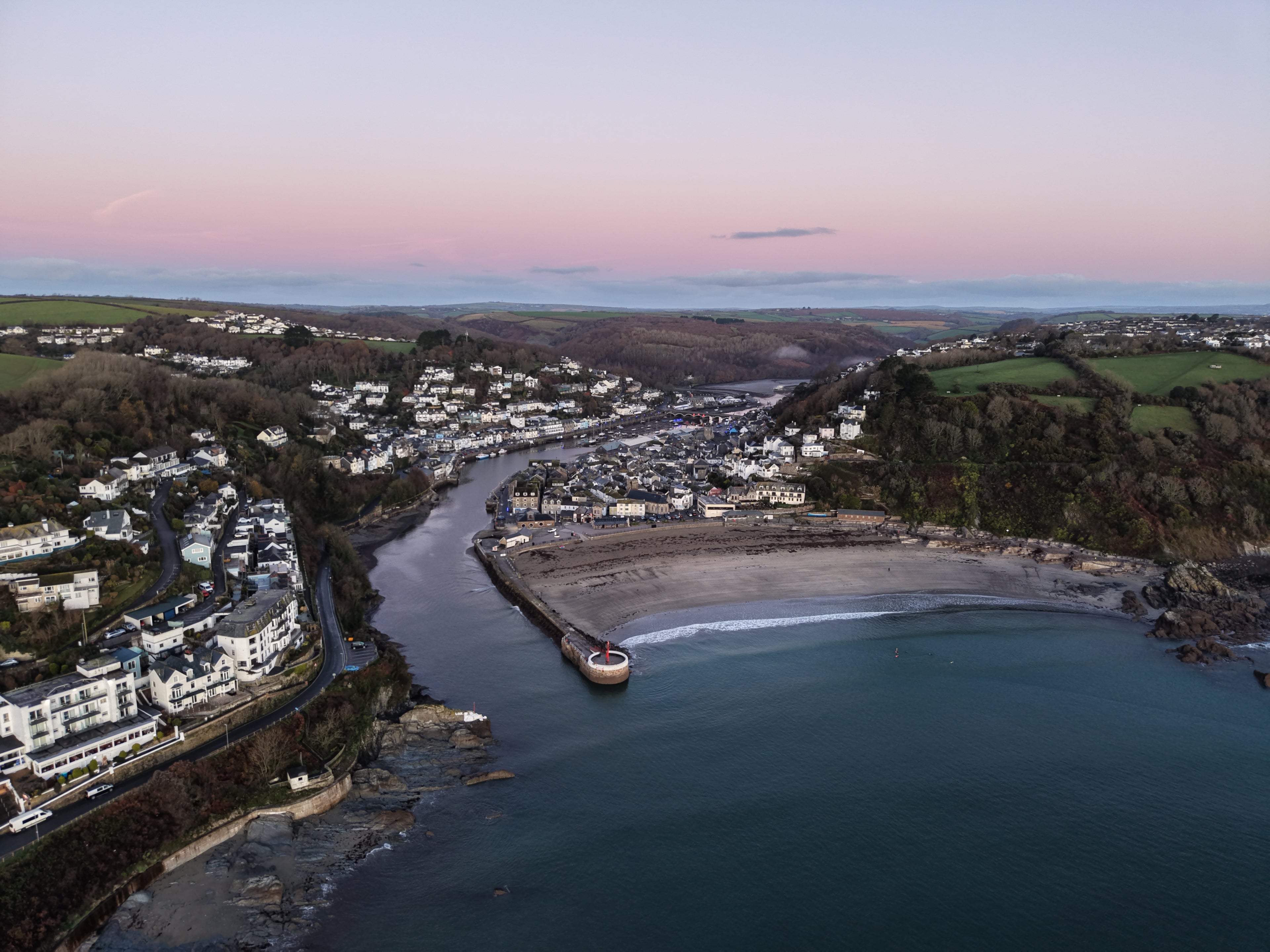 Looe Beach at Dusk